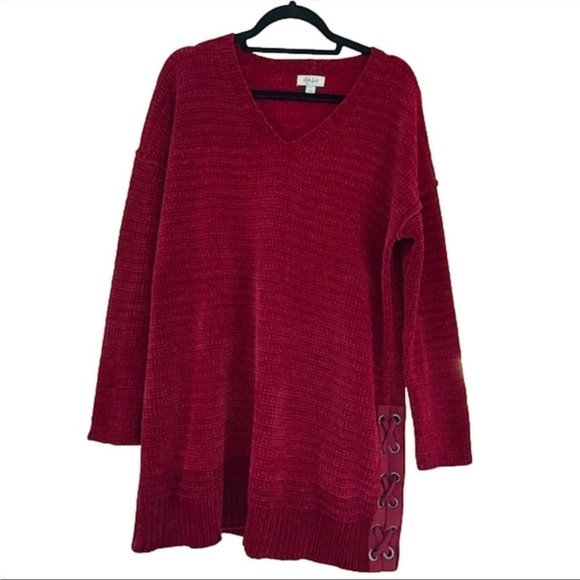 Style & Co. Sweaters - Style&co Red V-Neck Lace Up Sweater, L